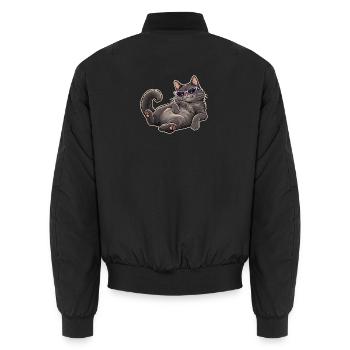Lässige Katze mit lila Sonnenbrille - Unisex Bomberjacke - Schwarz - Hinten - AI Model Male 185 light (185cm)
