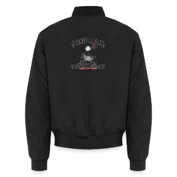 ICH HABE EINEN PLAN, ABER ER IST KEIN GUTER. - Unisex Bomberjacke - Schwarz - Hinten - AI Model Male 185 light (185cm)
