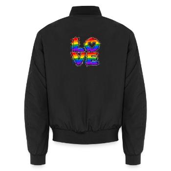 Liebe im Regenbogen-Look - Unisex Bomberjacke - Schwarz - Hinten - AI Model Male 185 light (185cm)