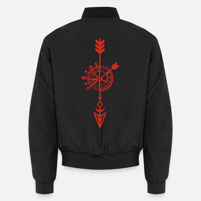 Sketch of a red compass Unisex Bomber Jacket
