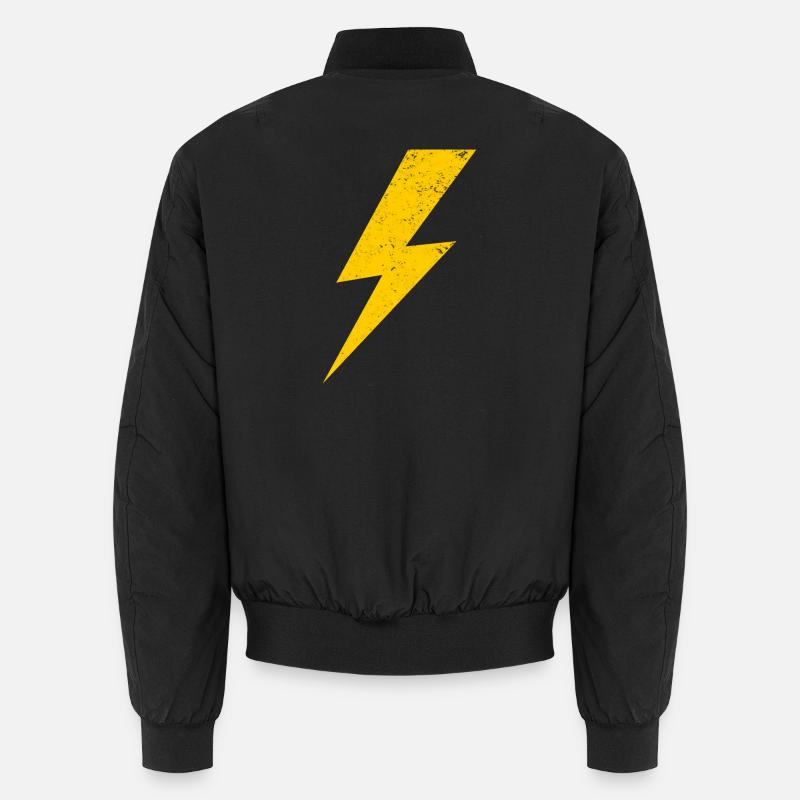 yellow bolt lightning - Unisex Bomber Jacket - black