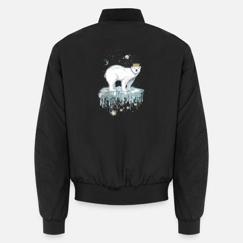 Majestätischer Eisbär mit Krone auf Eisscholle Unisex Bomberjacke