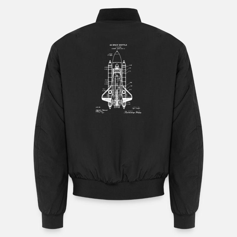 Space Shuttle Blueprint - Unisex Bomber Jacket - black