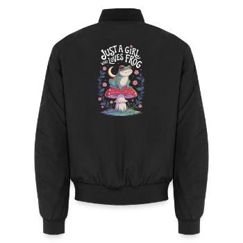 Juste une fille qui aime la grenouille - Bomber unisexe - noir - Dos - AI Model Male 185 light (185cm)