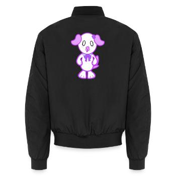 KawaiiDOGGOS – Flora-Druck - Unisex Bomberjacke - Schwarz - Hinten - AI Model Male 185 light (185cm)