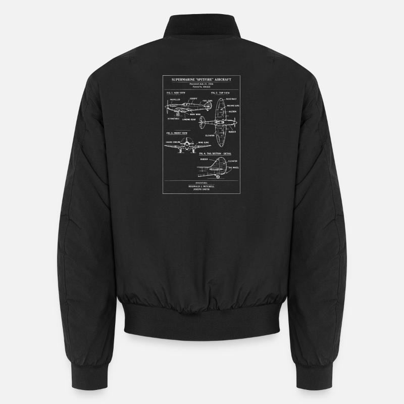 Vintage WW2 Spitfire Fighter Blueprint Unisex Bomberjacke