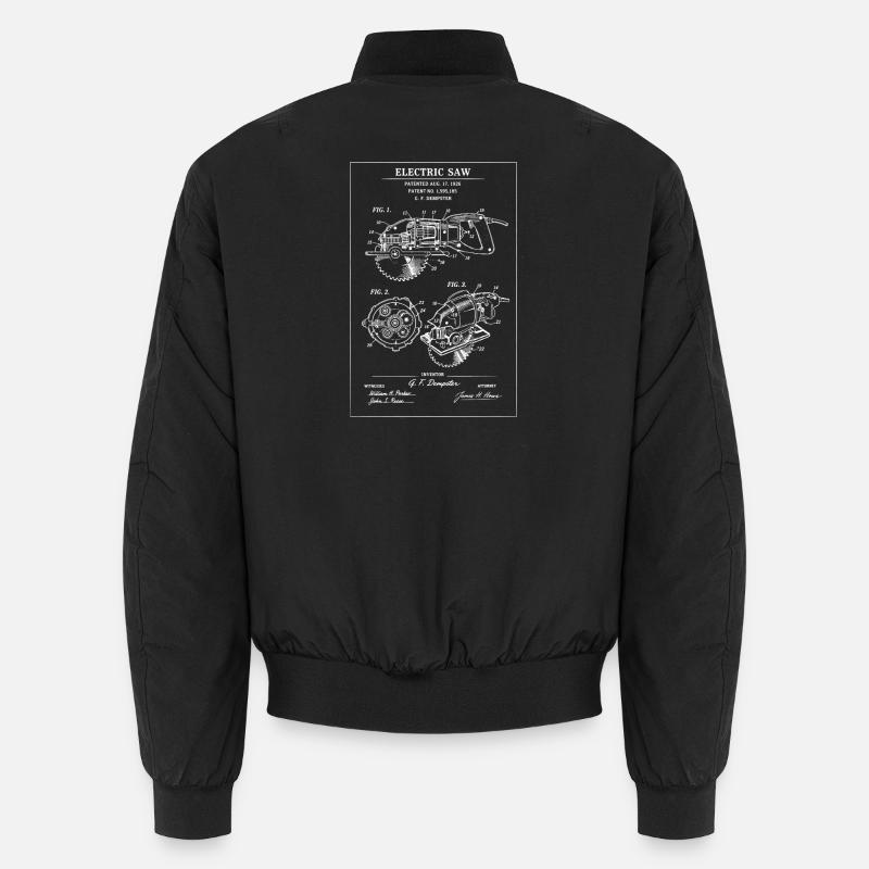 Elektrische Säge Bauplan - Unisex Bomberjacke - Schwarz