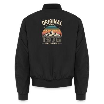 Februar 1976 – Legende der Gipfel und Berge - Unisex Bomberjacke - Schwarz - Hinten - AI Model Male 185 light (185cm)