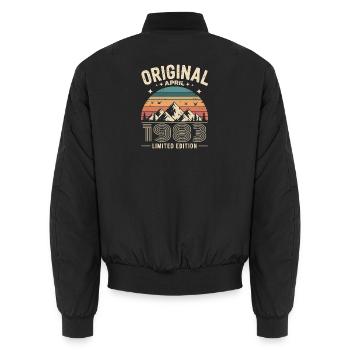 Februar 1983 – Legende der Gipfel und Berge - Unisex Bomberjacke - Schwarz - Hinten - AI Model Male 185 light (185cm)