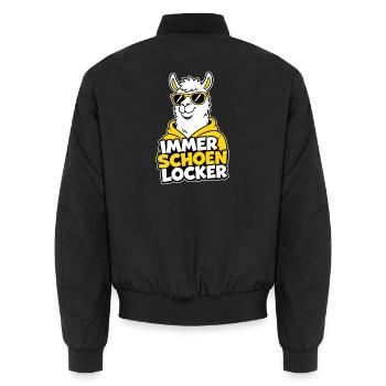Cooles Lama – Immer schön locker bleiben Design - Unisex Bomberjacke - Schwarz - Hinten - AI Model Male 185 light (185cm)