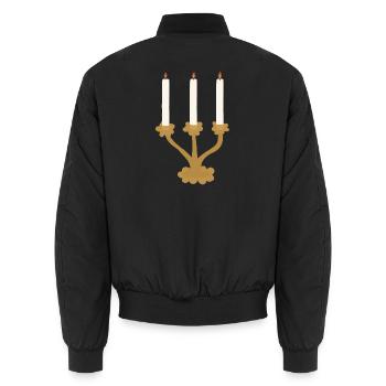 Drei-Kerzen-Kandelaber rustikal - Unisex Bomberjacke - Schwarz - Hinten - AI Model Male 185 light (185cm)