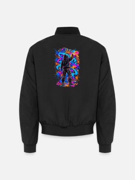 Graffiti-Künstler – Urbane Farbexplosion - Unisex Bomberjacke - Schwarz
