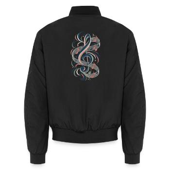 Musik Violinschlüssel Retro Melodie Noten - Unisex Bomberjacke - Schwarz - Hinten - AI Model Male 185 light (185cm)