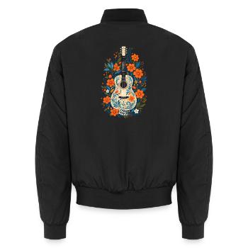 Florale Gitarre Wildblumen Musikliebhaber Blumenkunst Blumenkunst - Unisex Bomberjacke - Schwarz - Hinten - AI Model Male 185 light (185cm)