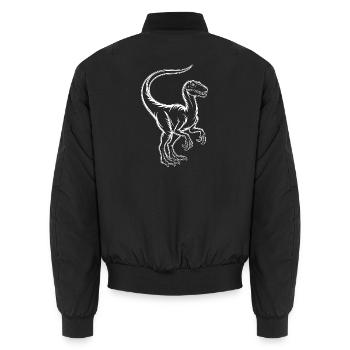 Dino-Silhouette: T-Rex Kontrastdruck - Unisex Bomberjacke - Schwarz - Hinten - AI Model Male 185 light (185cm)