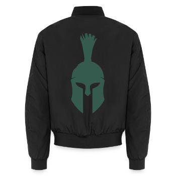 Spartanischer Helm Minimalist - Unisex Bomberjacke - Schwarz - Hinten - AI Model Male 185 light (185cm)