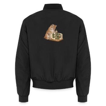Luchs bastelt ein Wald-Tunnelbuch - Unisex Bomberjacke - Schwarz - Hinten - AI Model Male 185 light (185cm)