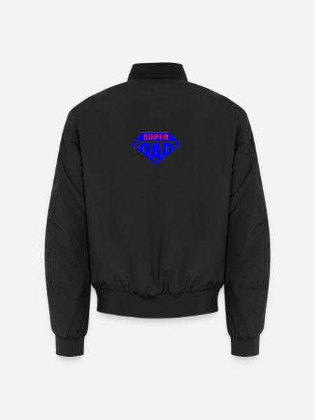 Super Dad Bright Blue Badge - Unisex Bomber Jacket - black