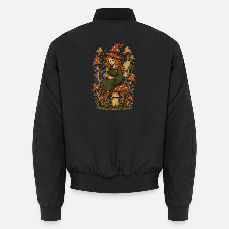Fairytale forest magic fairy - Unisex Bomber Jacket - black