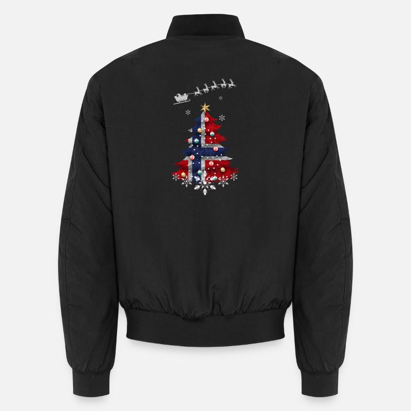 Weihnachtsbaum mit norwegischer Flagge - Unisex Bomberjacke - Schwarz