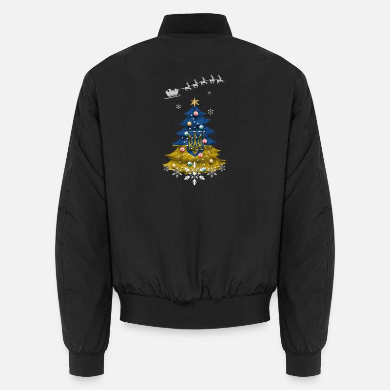Sapin de Noël avec drapeau ukrainien Bomber unisexe