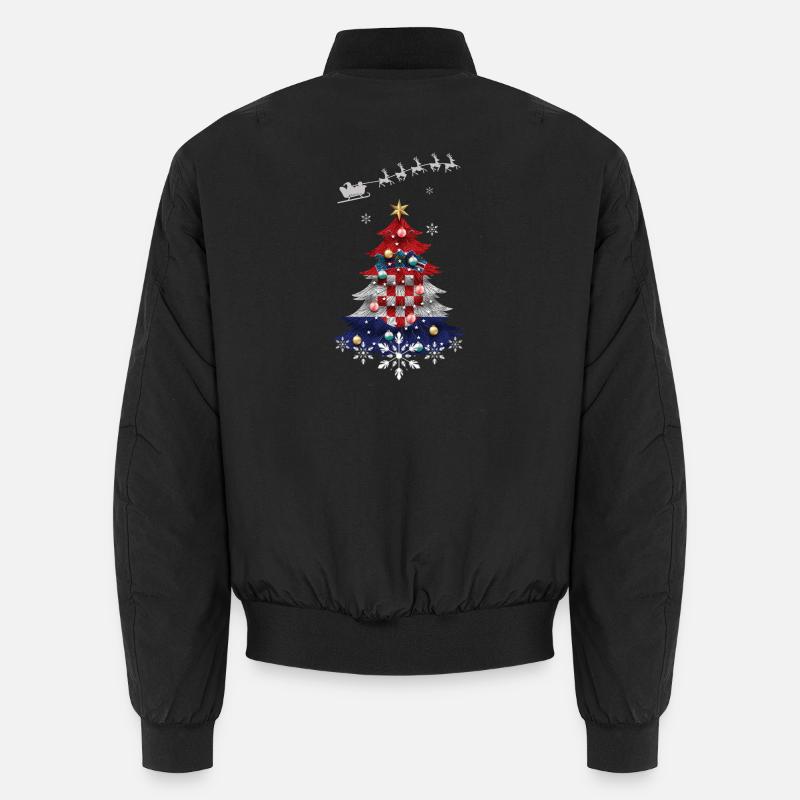 Weihnachtsbaum mit Kroatien-Flagge - Unisex Bomberjacke - Schwarz