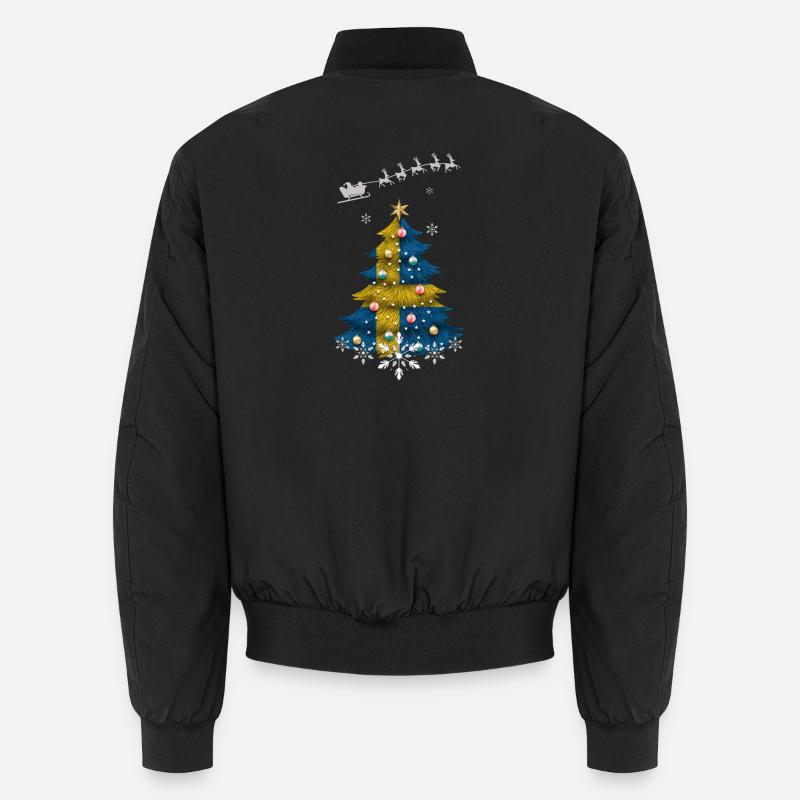 Christmas tree with Sweden flag Unisex Bomber Jacket