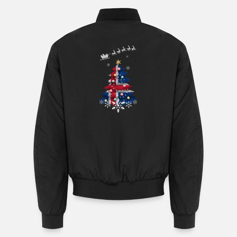Weihnachtsbaum mit Island-Flagge - Unisex Bomberjacke - Schwarz
