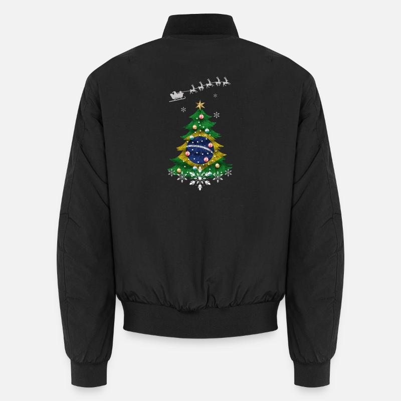 Christmas tree with Brazil flag Unisex Bomber Jacket