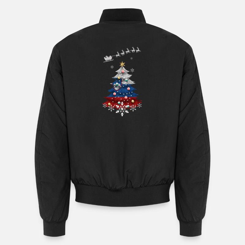 Weihnachtsbaum mit slowenischer Flagge Unisex Bomberjacke