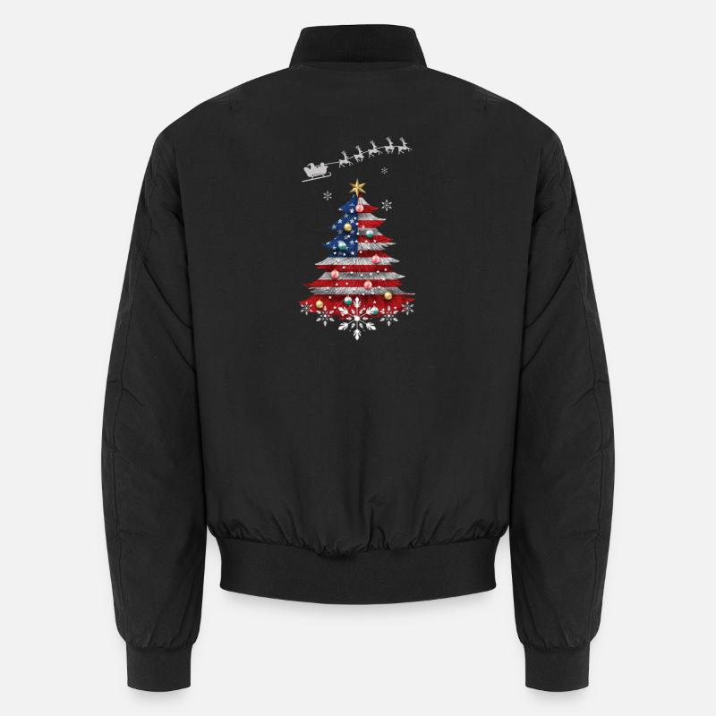 Christmas tree with USA flag - Unisex Bomber Jacket - black
