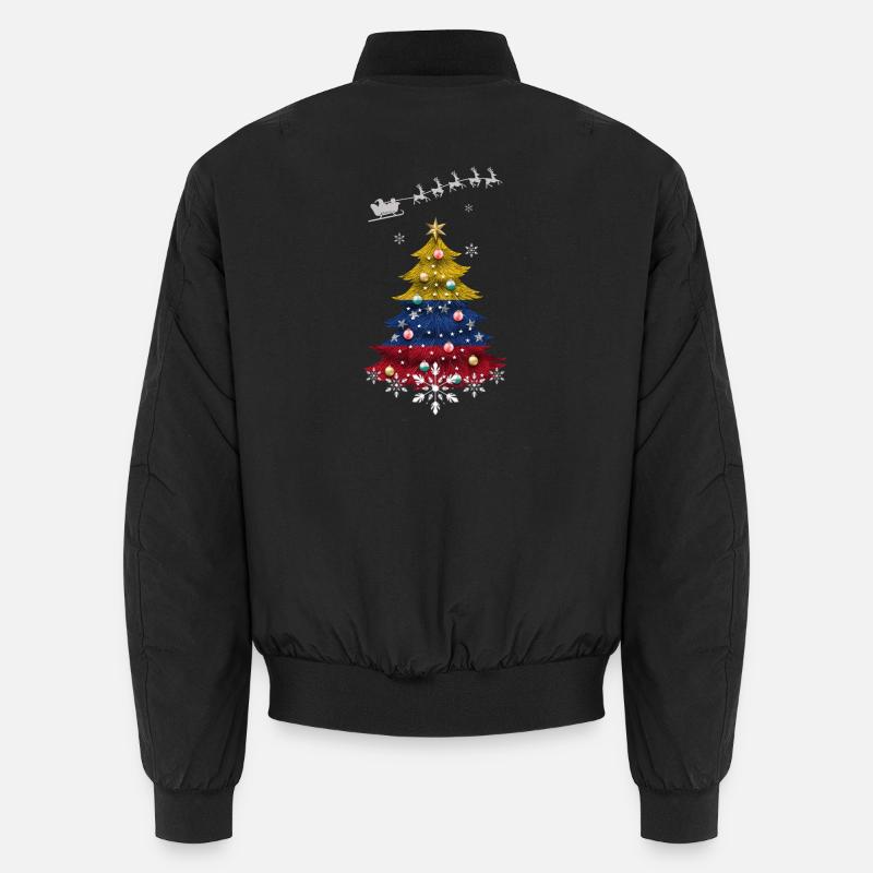 Weihnachtsbaum mit Venezuela Flagge Unisex Bomberjacke