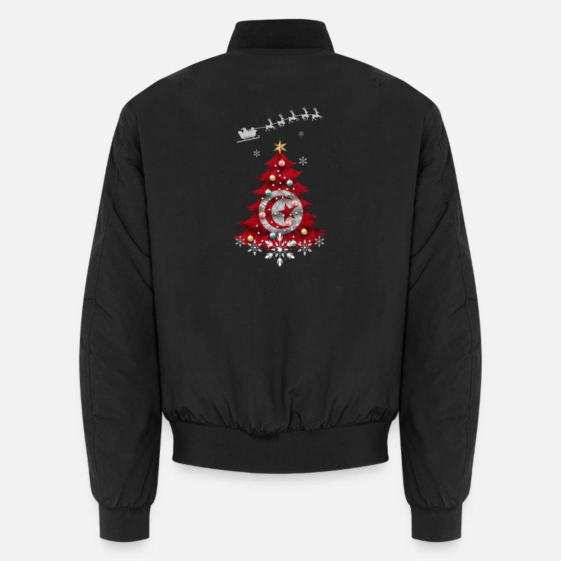 Weihnachtsbaum mit tunesischer Flagge Unisex Bomberjacke