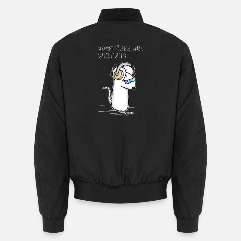 Kopfhoerer auf. Welt aus. Unisex Bomberjacke