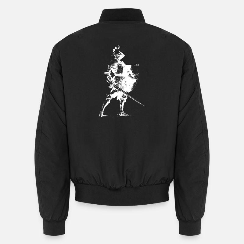Knight Silhouette with Shield - Unisex Bomber Jacket - black