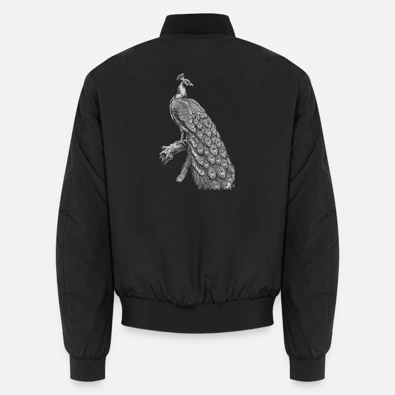 Pfauenspitze auf Schwarz Unisex Bomberjacke
