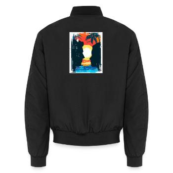 Tropischer Sonnenuntergangsliebhaber - Unisex Bomberjacke - Schwarz - Hinten - AI Model Male 185 light (185cm)