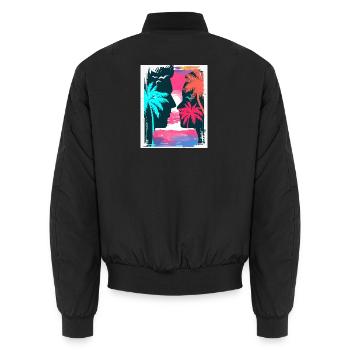 Neon Tropics Silhouette Romance - Unisex Bomberjacke - Schwarz - Hinten - AI Model Male 185 light (185cm)