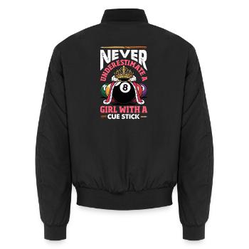 Unterschaetze Niemals Ein Maedchen Pool Queue - Unisex Bomberjacke - Schwarz - Hinten - AI Model Male 185 light (185cm)