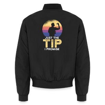 Just the Tip Retro Sunset Bartender Server Graphic - Unisex Bomberjacke - Schwarz - Hinten - AI Model Male 185 light (185cm)