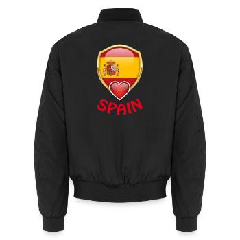 Spain Spanien Flagge Wappen Herz Fan T-Shirt - Unisex Bomberjacke - Schwarz - Hinten - AI Model Male 185 light (185cm)
