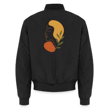 Minimalistisches Abstraktes Gesicht Kunst T-Shirt - Unisex Bomberjacke - Schwarz - Hinten - AI Model Male 185 light (185cm)