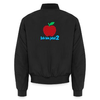 Ich bin jetzt 2 mit Apfelmotiv - Unisex Bomberjacke - Schwarz - Hinten - AI Model Male 185 light (185cm)