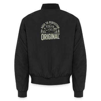May 1966 – Legend of the Peaks and Mountains - Unisex Bomber Jacket - black - Back - AI Model Male 185 light (185cm)
