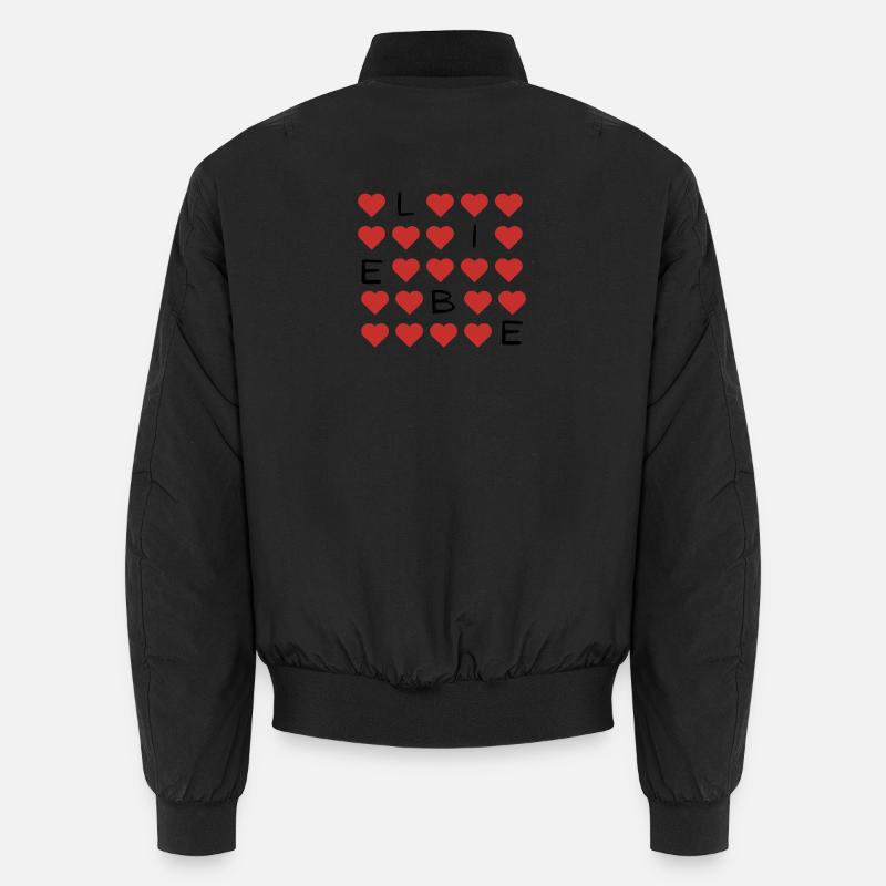 Red Heart Pattern Repeat - Unisex Bomber Jacket - black