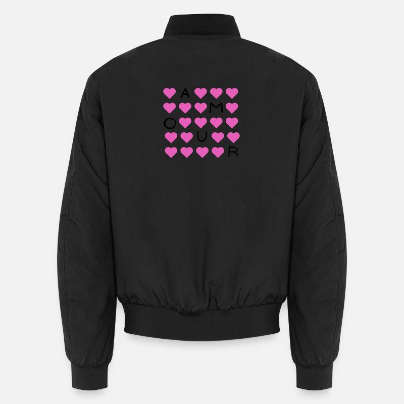 Pink Heart Grid Pattern - Unisex Bomber Jacket - black