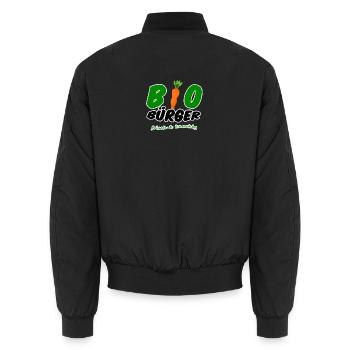 Bio Bürger vegan vegetarisch Spruch Geschenk - Unisex Bomberjacke - Schwarz - Hinten - AI Model Male 185 light (185cm)