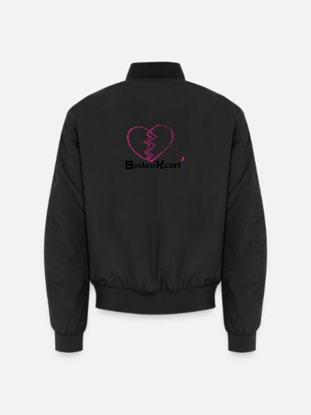 Zerbrochenes Herz Neon Pink - Unisex Bomberjacke - Schwarz