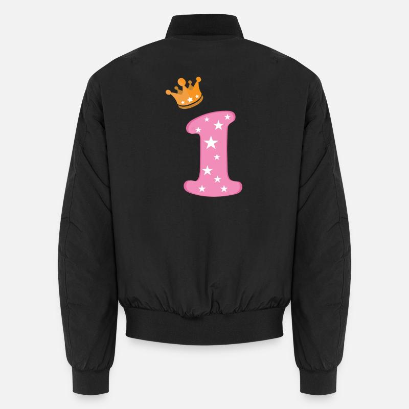 Geburtstag Mädchen Krone Pink Zahl Eins Sterne Unisex Bomberjacke
