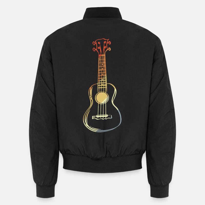 Ukulele Skizze Retro Style - Unisex Bomberjacke - Schwarz